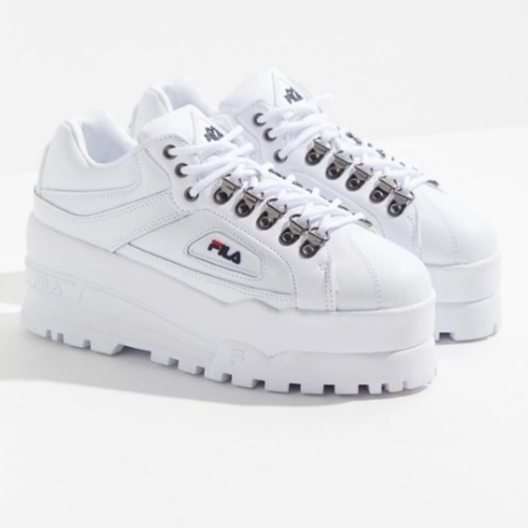 white platform sneakers fila
